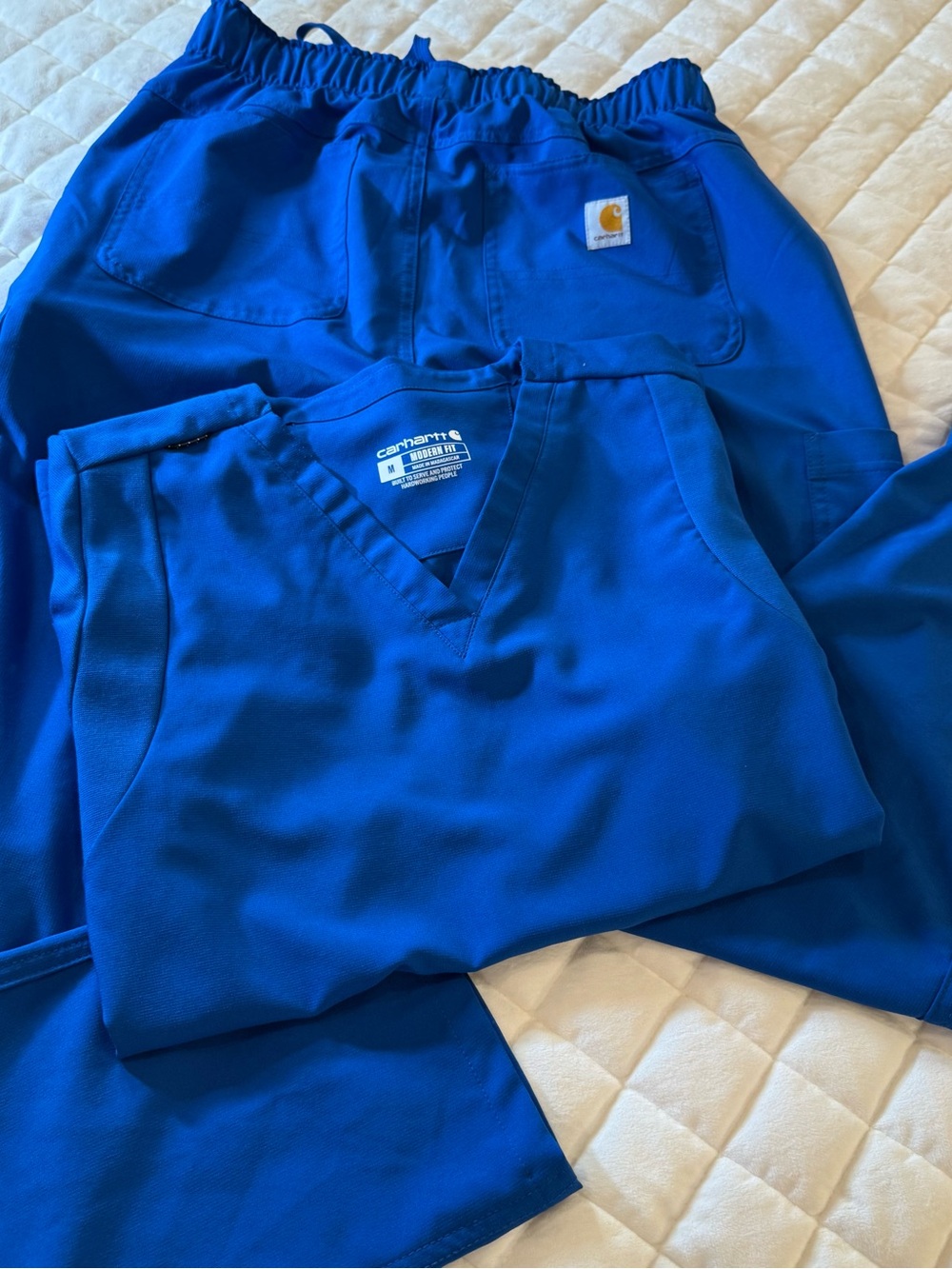 Carhartt Force Cross-Flex Scrub Set Royal Blue Women's Top M Bottoms Small S